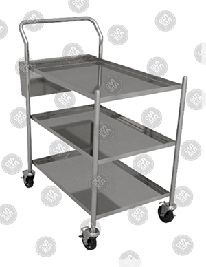 UTILITY CART 2 LAYERS WITH SILVER WARE BIN 